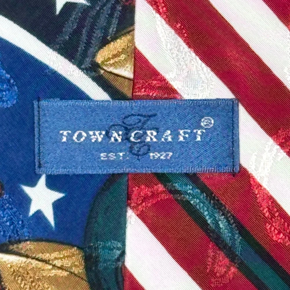 Town Craft Necktie Mens OS Blue Red Excellent Vintage Football Stars USA Made